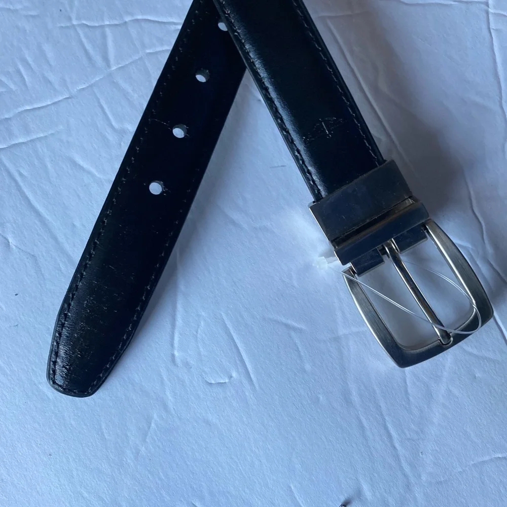 Dockers - Unisex Kids Black 1”W Leather Belt, Size: M (24-28)